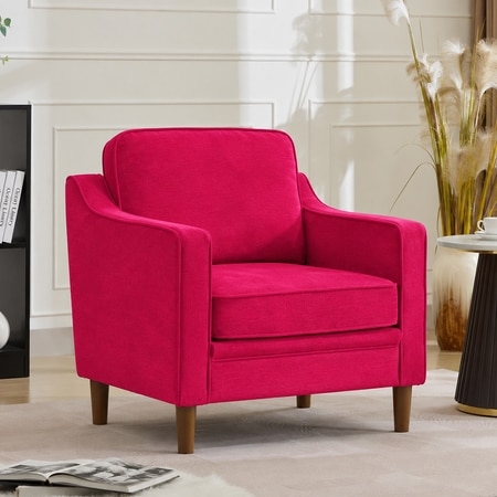 Menta Boucle Fabric Lounge Chair in Red Colour