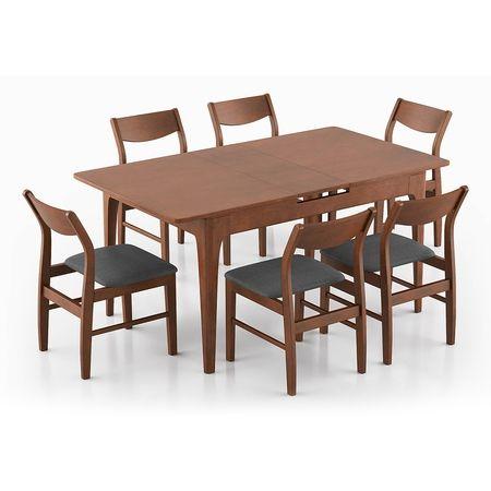 Ramanda 4 To 6 Extendable Augusta 6 Seater Dining Set Colour Grey Finish Dark Walnut