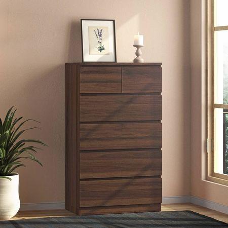 Bocado Tall Engineered Wood Chest of 6 Drawers in Columbian Walnut Finish