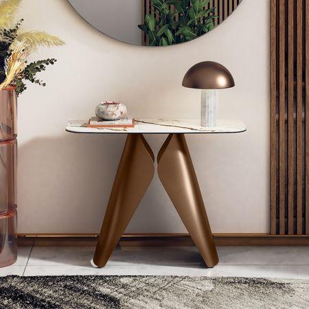 Aeris Metal Console Table in Pluto Spanish Ceramic Finish