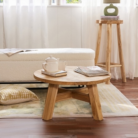 Ava Indonesian Teak Outdoor Coffee Table In Light Brown Finish