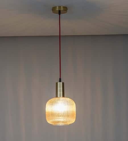 DEMARIUS Amber Glass Single Light Hanging Pendant