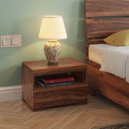 Ohio Solid Wood Bedside Table in Teak Finish