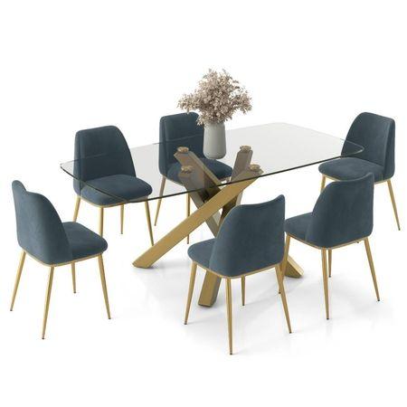Zaida 6 Seater Glass Dining Table With Set Of 6 Olivia Dining Chairs