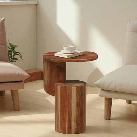 Z-Solid Solid Wood Side Table in Natural Finish