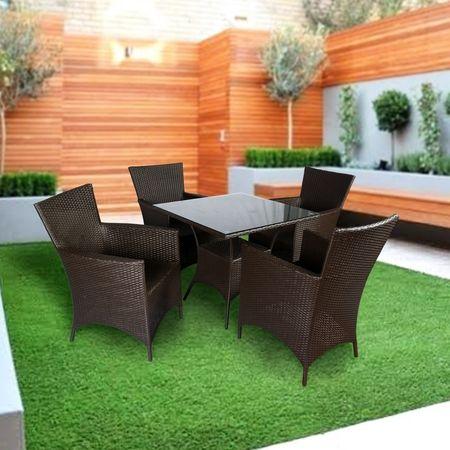 Darwin Wicker Table And Chair Set In Brown Dual Tone Finish