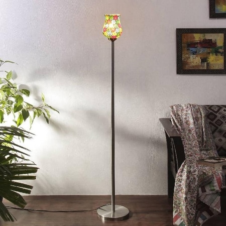 Laurel Multicolour Glass Floor Lamp with Steel Steel Base