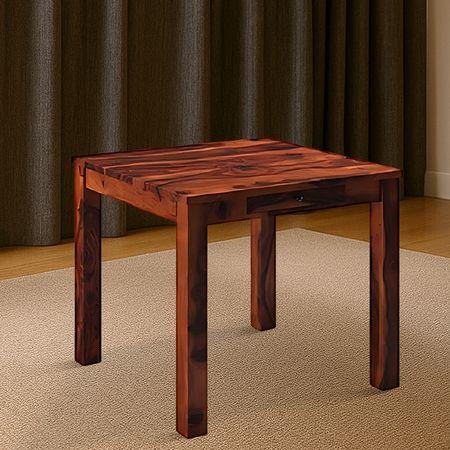Arabia Solid Wood 4 Seater Storage Dining Table In Teak Finish