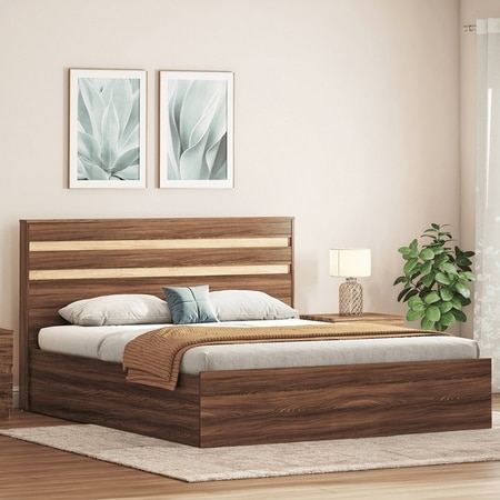 Rodrigues King Size Box Storage Bed in Rolex Brown Finish