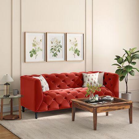 Henrietta 3 Seater Fabric Sofa (Tuscan Red)