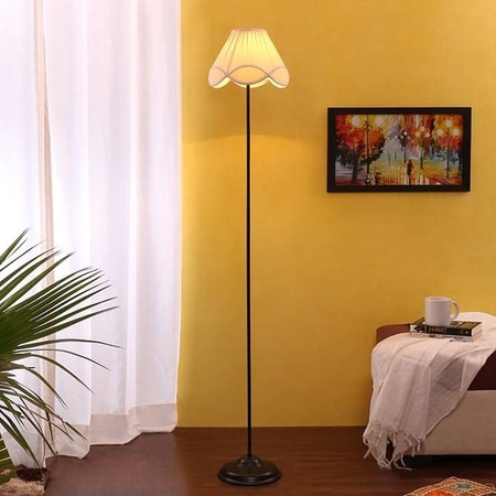 Sheldon Black Cotton Shade Floor Lamp
