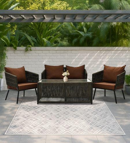 Bibao 2+1+1 Seater Rope Sofa Set in Charcoal and Brown Finish