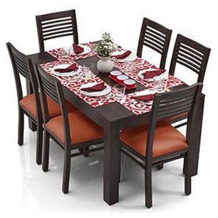 Arabia Zella Solid Wood 6 Seater Dining Table With Set Of 6 Chairs
