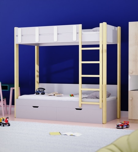 Pine Tree Single Size Bunk Bed In Grey Colour
