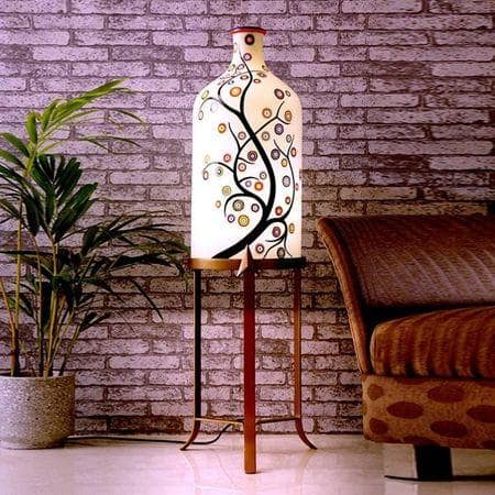 Nellie White Glass Shade Floor Lamp With White Metal Base