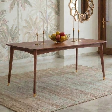 Saar Teak Wood 6 Seater Compact Dining Table In Espresso Teak Finish