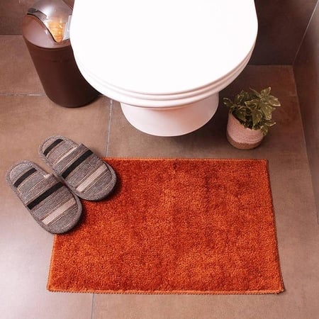 Nellie Orange Solid Natural Fiber 23x15 inches Anti-Skid Bath Mat