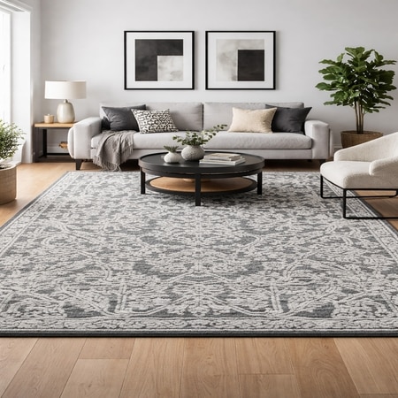 Regal Vine Wool Rectangle Carpets Hand Tufted in Ivory Colour