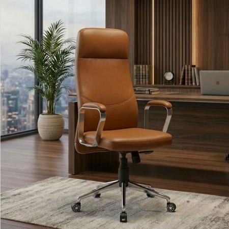 Ettorez Lexus Hb Ultra Premium Leatherette Office Chair In Tan Color