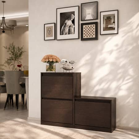 Kamiya Engineered Wood Shoe Rack In Columbian Walnut Finish