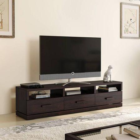 Carmond Solid Wood Free Standing TV Unit in Mahogany Finish