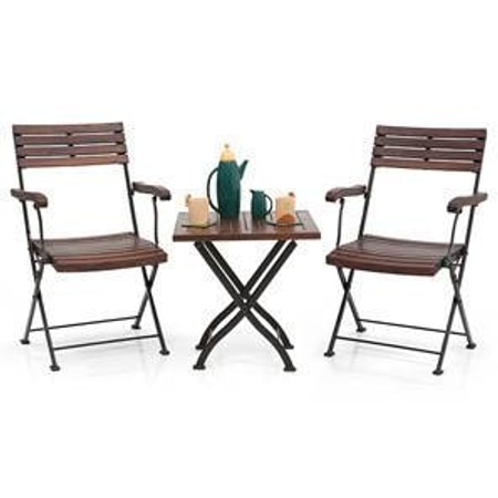 Masai Solid Wood Arm Chair Table Set (Dark Teak Finish)