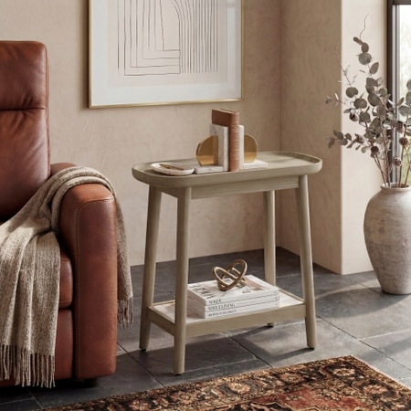 Reya Oak Wood and Toronto Side Table In Natural Beech Finish