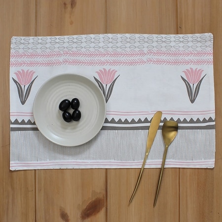 Mrinaal Set Of 2 Placemats With Pink Colour