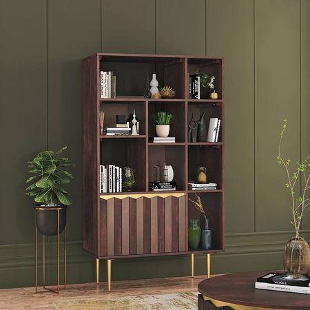 Keoni Solid Wood Bookshelf in Claret Mahogany Finish