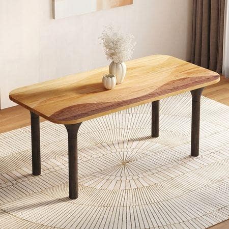 Dune Solid Oak Wood Top 6 Seater Dining Table In Gradient Finish