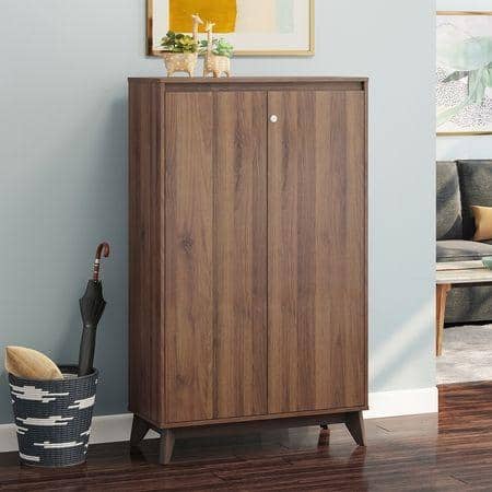 Webster 24 Pair Shoe Rack in Classic Walnut Finish