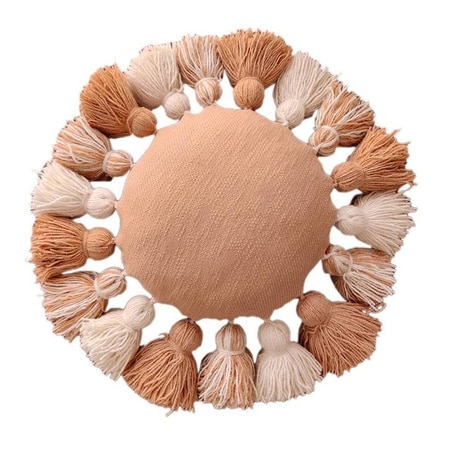 Handwoven Fluffy Tasseled Peach Cushion Cover