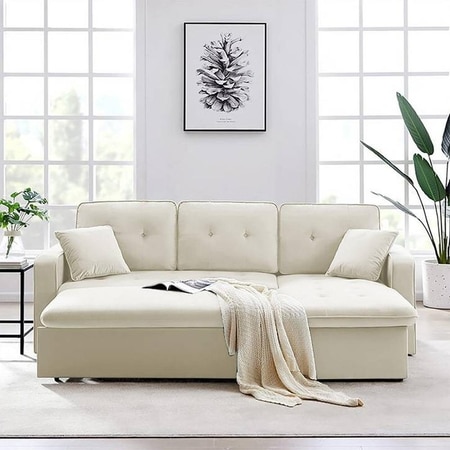 Asher  Pull Out Sofa cum Bed  in Cream Colour