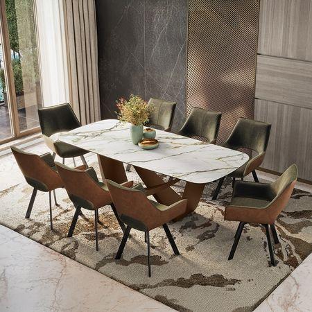 Paloma 8 Seater Pluto Spanish Ceramic Dining Table With Casey Dining Chairs