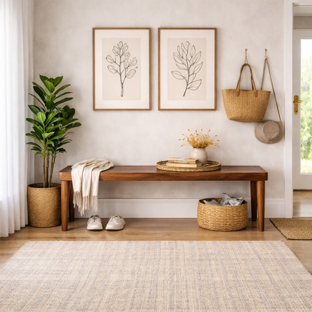Andaman Avis Solid Wood Bench in Off White Colour