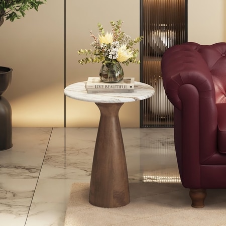 Sienne Soild Wood and Toronto Side Table in Bronzed Oak Finish