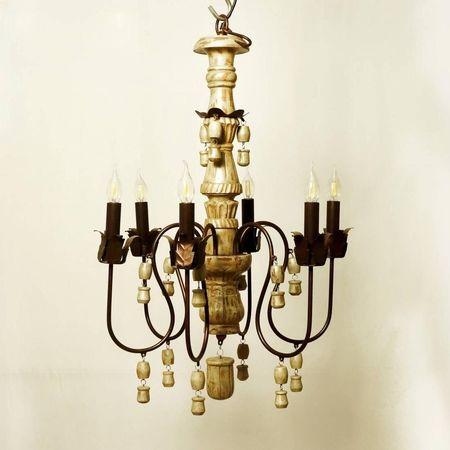 Wood & Iron 6 lights Chandelier