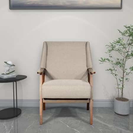 Daisuke 1 Seater Wooden Sofa in Beige Fabric Colour