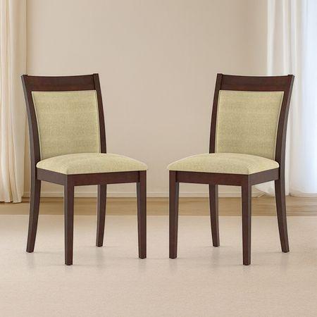 Dalla Solid Wood Dining Chair Set Of 2 In Beige Colour
