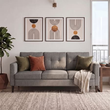Winston 3 Seater Fabric Sofa in Gunmetal Grey Colour