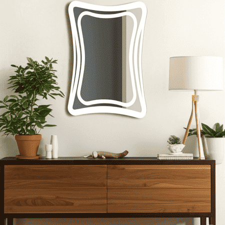 Wave Edge Frameless Frosted LED Mirror Artistic  Wall Decor