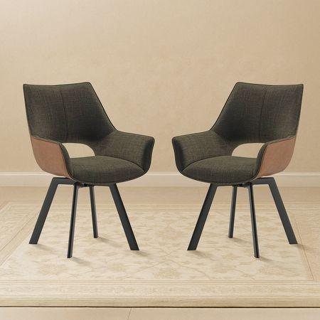 Casey Swivel Dining Chair In Olive And Tan Colour Set Of 2