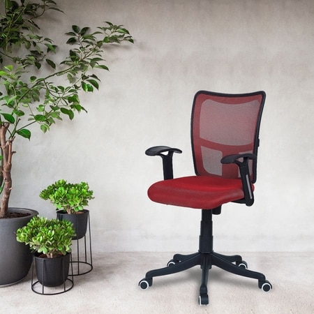 Eexcaeal Mid Back Ergonomic Chair in Red Colour
