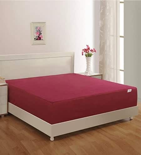 Springtek Waterproof Mattress Protector Premium Cotton Mattress Bed Cover78x48 in Maroon