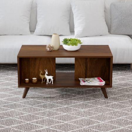 Leo Engineered Wood Rectangular Coffee Table In Brown Maple Finish