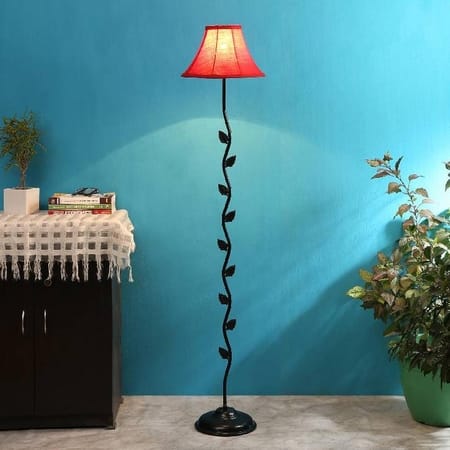 Finnegan Black Fabric Floor Lamp with Black Iron Base