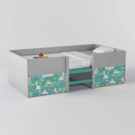 Step Up Engineered Wood Box Storage Bed in Light Grey Colour