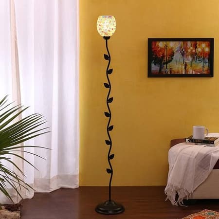 Winston Black Glass Shade Floor Lamp
