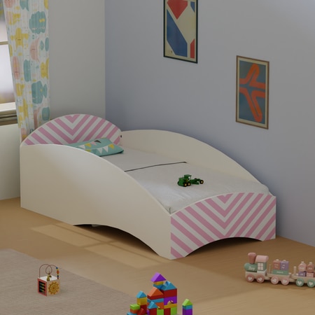 Loopy Loop Toddler Bed in White and Pink Stripes