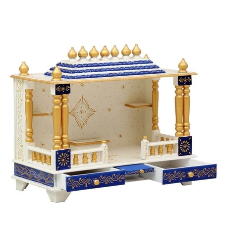 D'Dass White Sheesham and Mdf Wooden Temple For Pooja In Home and Office